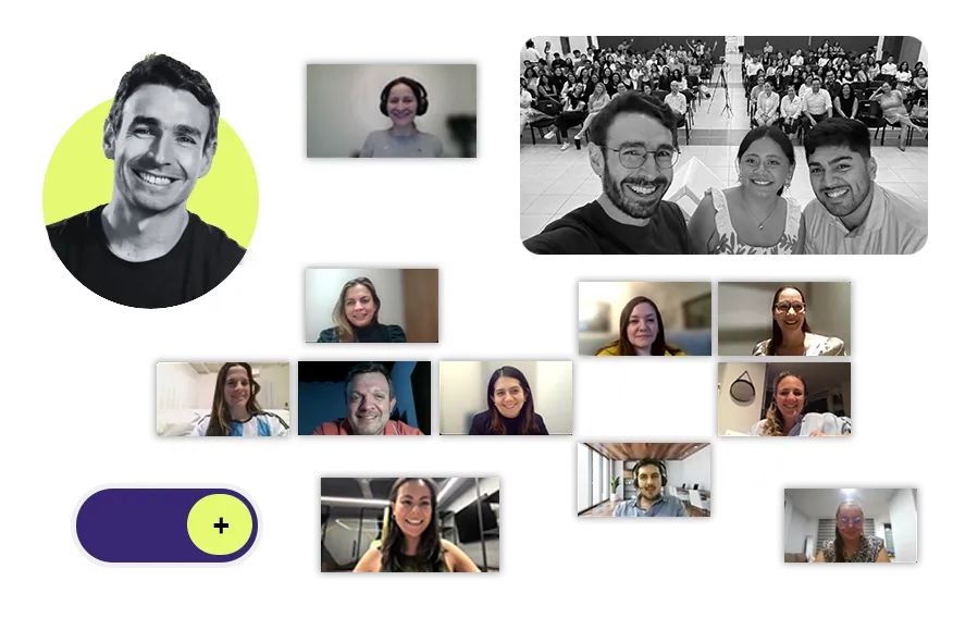 Collage de conferencias dadas por Pedro Mejía